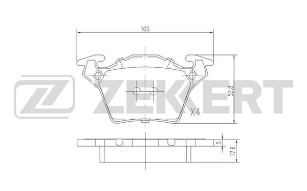 BS-1160 ZEKKERT Комплект тормозных колодок, дисковый тормоз (фото 1)