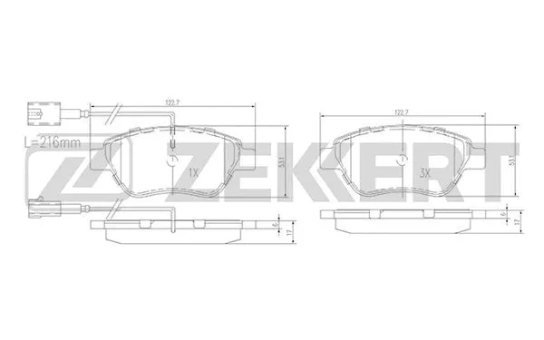 BS-1167 ZEKKERT Комплект тормозных колодок, дисковый тормоз (фото 1)