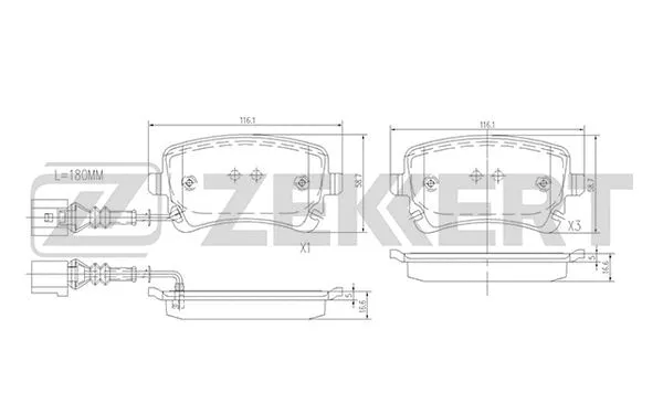 BS-1179 ZEKKERT Комплект тормозных колодок, дисковый тормоз (фото 1)
