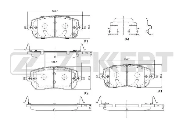 BS-1180 ZEKKERT Комплект тормозных колодок, дисковый тормоз (фото 1)