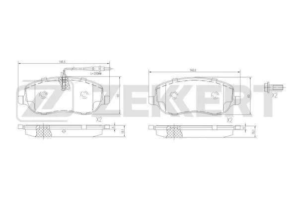 BS-1189 ZEKKERT Комплект тормозных колодок, дисковый тормоз (фото 1)