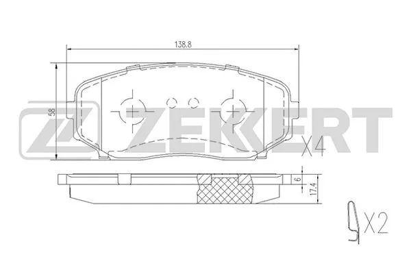 BS-1228 ZEKKERT Комплект тормозных колодок, дисковый тормоз (фото 1)