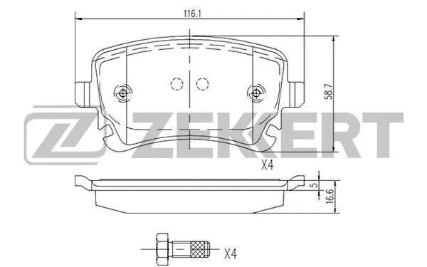 BS-1256 ZEKKERT Комплект тормозных колодок, дисковый тормоз (фото 1)