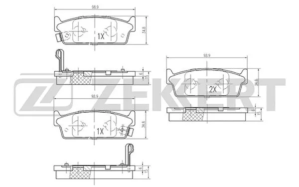 BS-1262 ZEKKERT Комплект тормозных колодок, дисковый тормоз (фото 1)