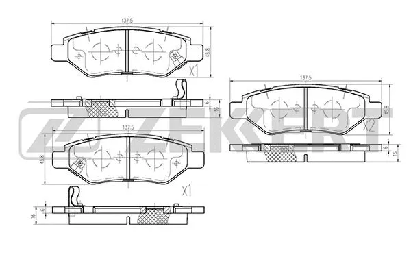 BS-1274 ZEKKERT Комплект тормозных колодок, дисковый тормоз (фото 1)