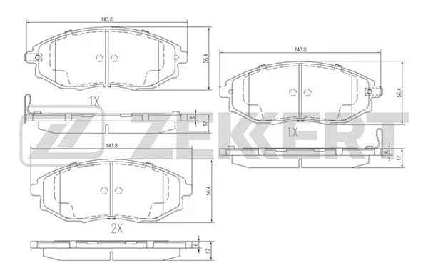 BS-1313 ZEKKERT Комплект тормозных колодок, дисковый тормоз (фото 1)