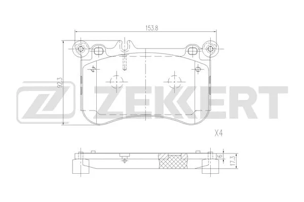 BS-1338 ZEKKERT Комплект тормозных колодок, дисковый тормоз (фото 1)