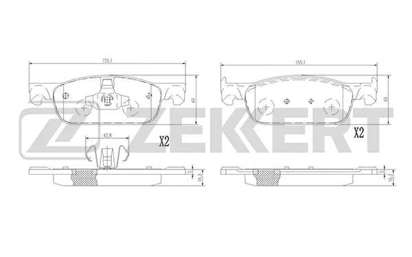BS-1378 ZEKKERT Комплект тормозных колодок, дисковый тормоз (фото 1)