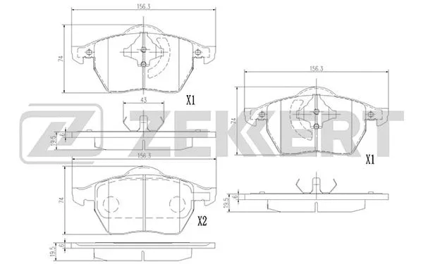 BS-1380 ZEKKERT Комплект тормозных колодок, дисковый тормоз (фото 1)