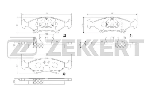 BS-1390 ZEKKERT Комплект тормозных колодок, дисковый тормоз (фото 1)