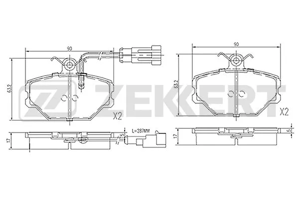 BS-1395 ZEKKERT Комплект тормозных колодок, дисковый тормоз (фото 1)