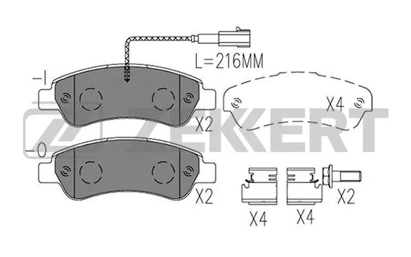 BS-1410 ZEKKERT Комплект тормозных колодок, дисковый тормоз (фото 1)