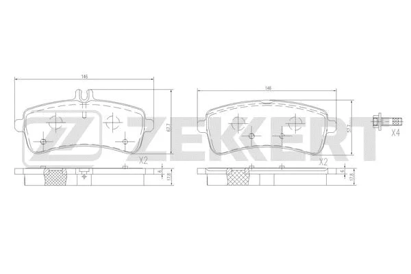 BS-1413 ZEKKERT Комплект тормозных колодок, дисковый тормоз (фото 1)