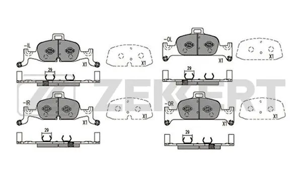 BS-1421 ZEKKERT Комплект тормозных колодок, дисковый тормоз (фото 1)