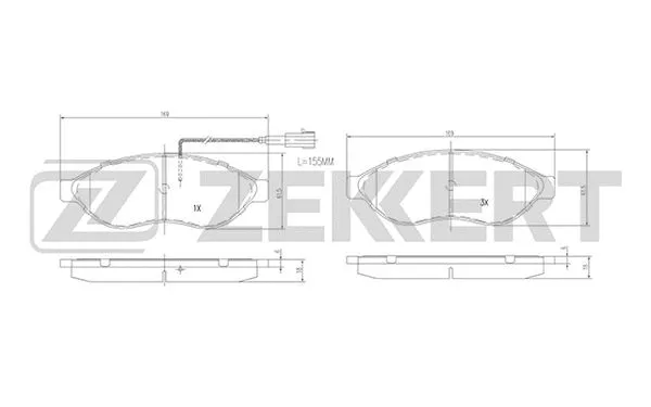 BS-1469 ZEKKERT Комплект тормозных колодок, дисковый тормоз (фото 1)