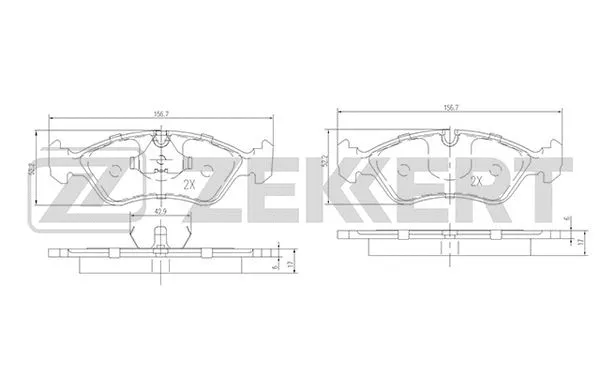 BS-1488 ZEKKERT Комплект тормозных колодок, дисковый тормоз (фото 1)