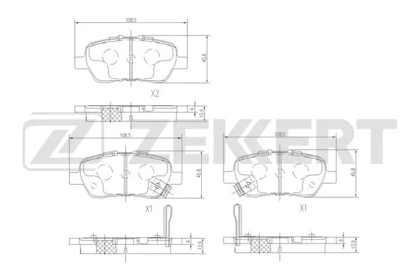 BS-1555 ZEKKERT Комплект тормозных колодок, дисковый тормоз (фото 1)