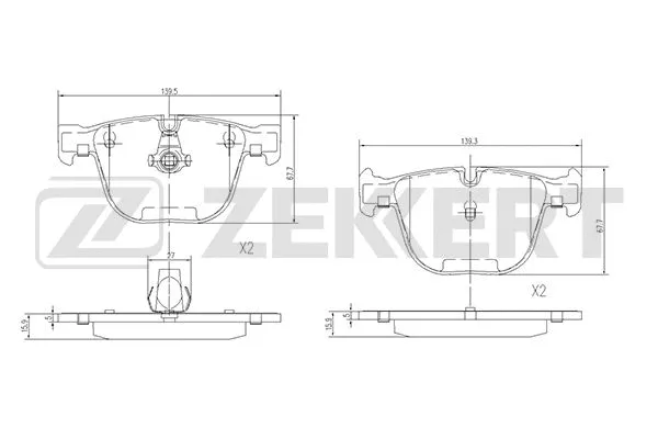 BS-1582 ZEKKERT Комплект тормозных колодок, дисковый тормоз (фото 1)