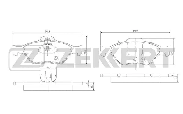 BS-1652 ZEKKERT Комплект тормозных колодок, дисковый тормоз (фото 1)