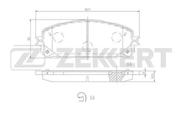 BS-1698 ZEKKERT Комплект тормозных колодок, дисковый тормоз (фото 1)