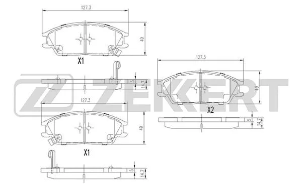 BS-1705 ZEKKERT Комплект тормозных колодок, дисковый тормоз (фото 1)