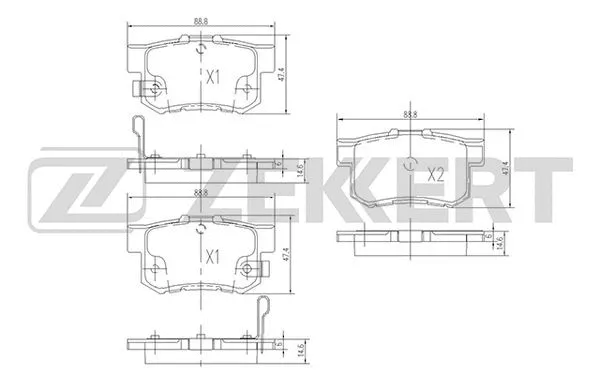 BS-1713 ZEKKERT Комплект тормозных колодок, дисковый тормоз (фото 1)