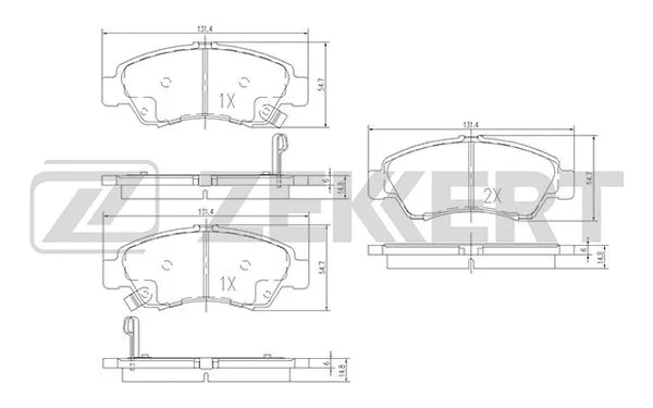 BS-1717 ZEKKERT Комплект тормозных колодок, дисковый тормоз (фото 1)