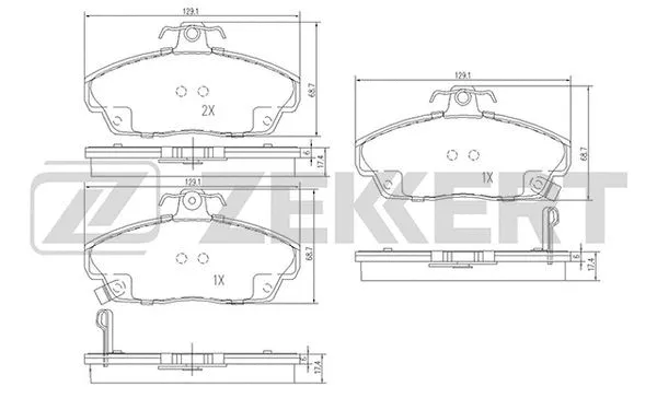 BS-1724 ZEKKERT Комплект тормозных колодок, дисковый тормоз (фото 1)