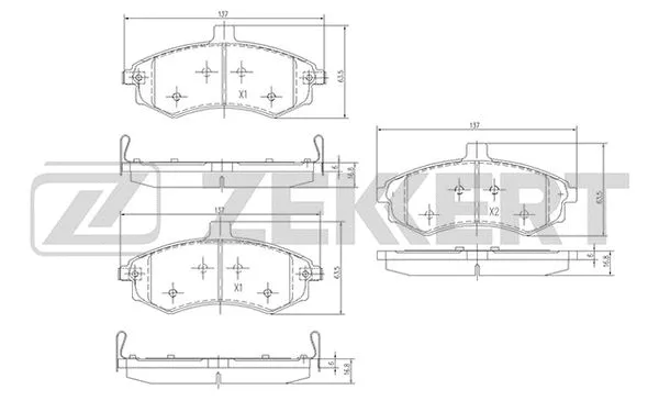 BS-1798 ZEKKERT Комплект тормозных колодок, дисковый тормоз (фото 1)