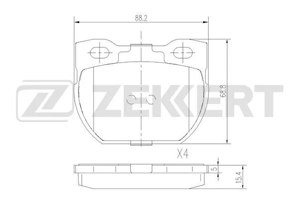 BS-1826 ZEKKERT Комплект тормозных колодок, дисковый тормоз (фото 1)