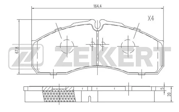 BS-1883 ZEKKERT Комплект тормозных колодок, дисковый тормоз (фото 1)