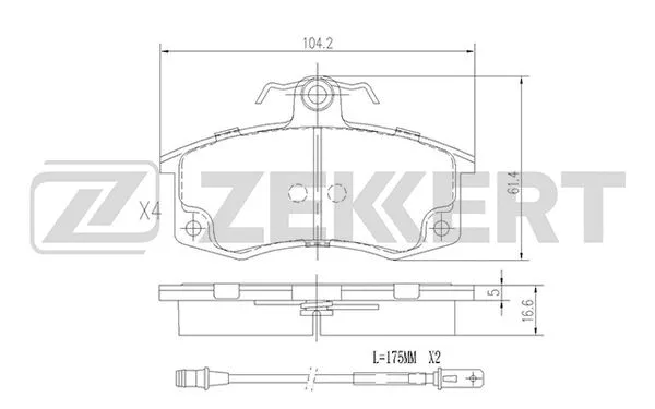 BS-1926 ZEKKERT Комплект тормозных колодок, дисковый тормоз (фото 1)