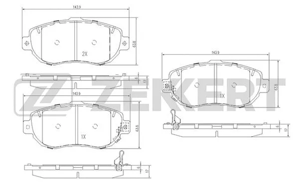 BS-2086 ZEKKERT Комплект тормозных колодок, дисковый тормоз (фото 1)