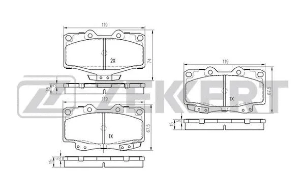 BS-2089 ZEKKERT Комплект тормозных колодок, дисковый тормоз (фото 1)