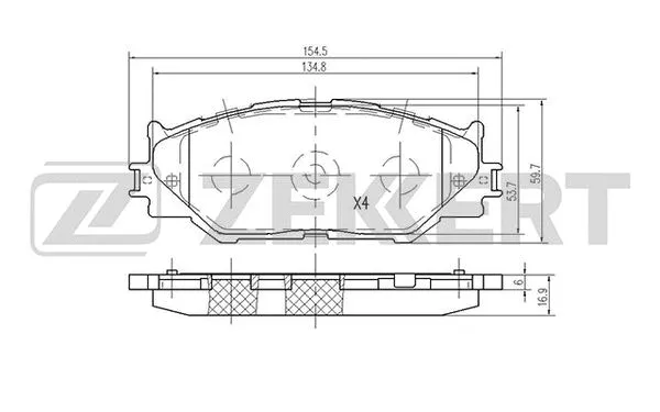 BS-2092 ZEKKERT Комплект тормозных колодок, дисковый тормоз (фото 1)