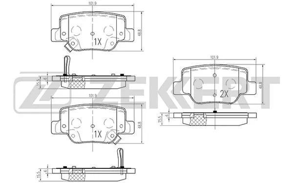 BS-2095 ZEKKERT Комплект тормозных колодок, дисковый тормоз (фото 1)