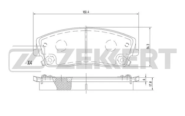 BS-2107 ZEKKERT Комплект тормозных колодок, дисковый тормоз (фото 1)