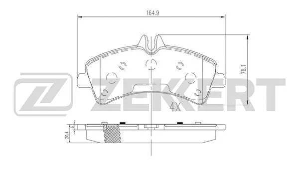 BS-2185 ZEKKERT Комплект тормозных колодок, дисковый тормоз (фото 1)