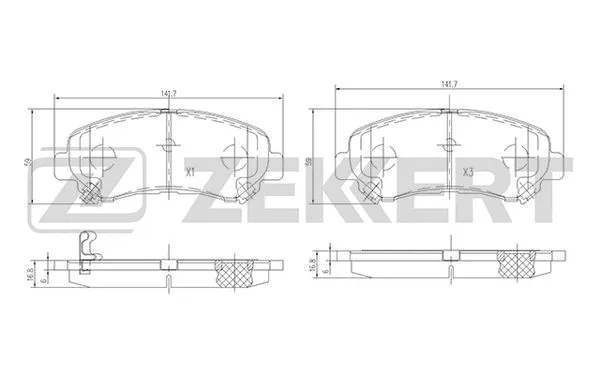 BS-2296 ZEKKERT Комплект тормозных колодок, дисковый тормоз (фото 1)