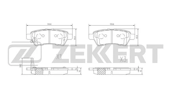 BS-2333 ZEKKERT Комплект тормозных колодок, дисковый тормоз (фото 1)