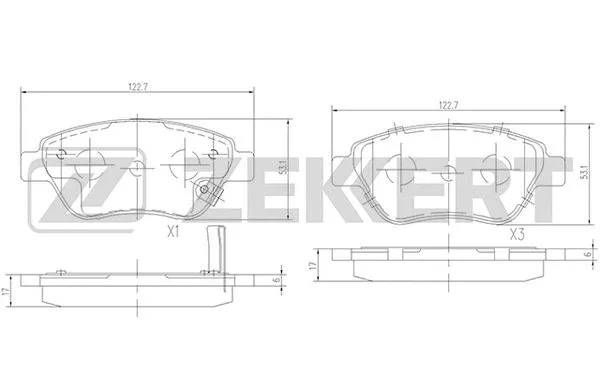BS-2343 ZEKKERT Комплект тормозных колодок, дисковый тормоз (фото 1)