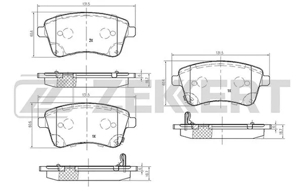 BS-2437 ZEKKERT Комплект тормозных колодок, дисковый тормоз (фото 1)