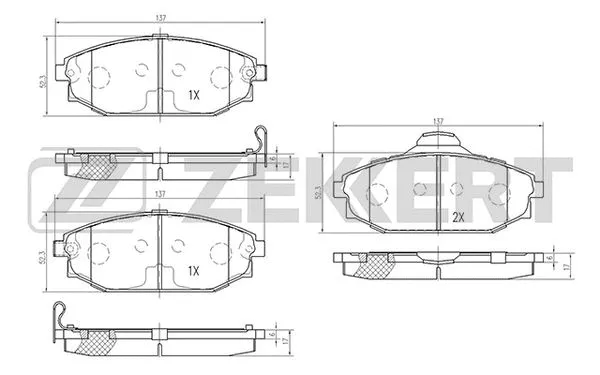 BS-2440 ZEKKERT Комплект тормозных колодок, дисковый тормоз (фото 1)