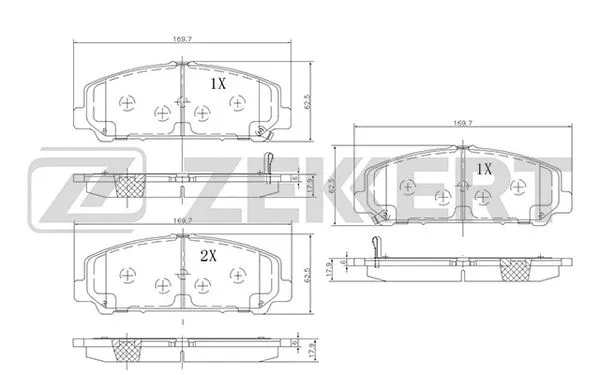 BS-2520 ZEKKERT Комплект тормозных колодок, дисковый тормоз (фото 1)