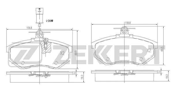 BS-2541 ZEKKERT Комплект тормозных колодок, дисковый тормоз (фото 1)