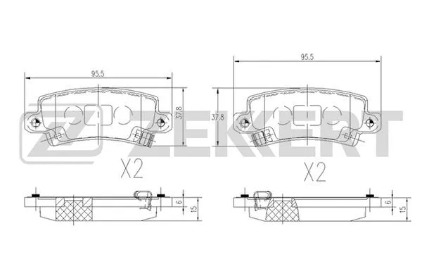 BS-2703 ZEKKERT Комплект тормозных колодок, дисковый тормоз (фото 1)