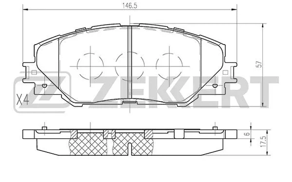 BS-2716 ZEKKERT Комплект тормозных колодок, дисковый тормоз (фото 1)