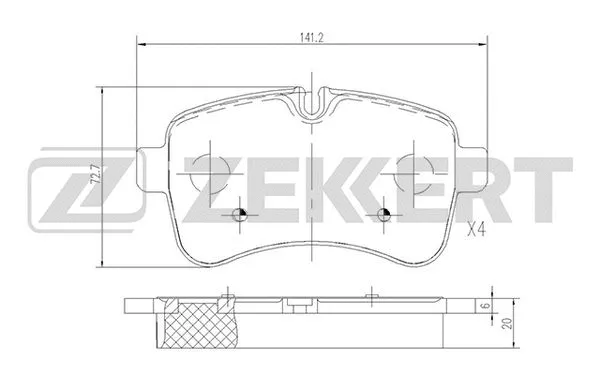 BS-2822 ZEKKERT Комплект тормозных колодок, дисковый тормоз (фото 1)