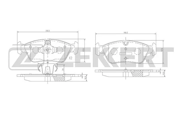 BS-2828 ZEKKERT Комплект тормозных колодок, дисковый тормоз (фото 1)