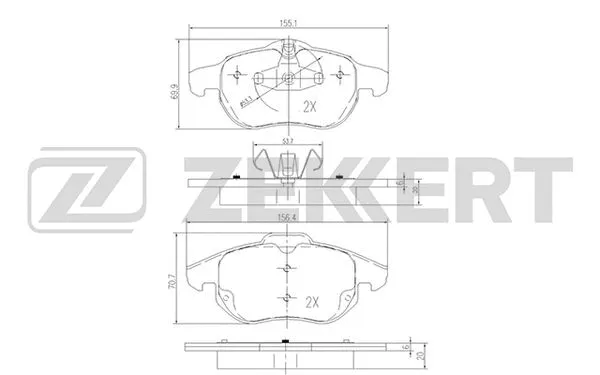BS-2829 ZEKKERT Комплект тормозных колодок, дисковый тормоз (фото 1)